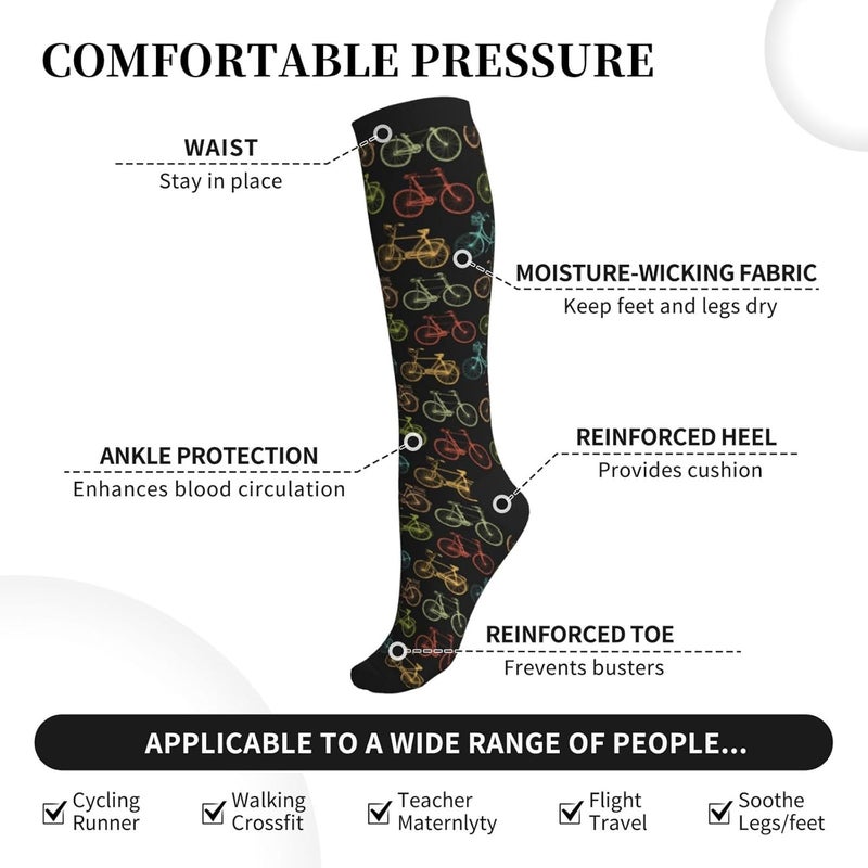 bassyil Compression Socks for Women & Men Circulation 15-20 mmHg Knee High Best Support for Nurses Travel Running Athletic - Image 2